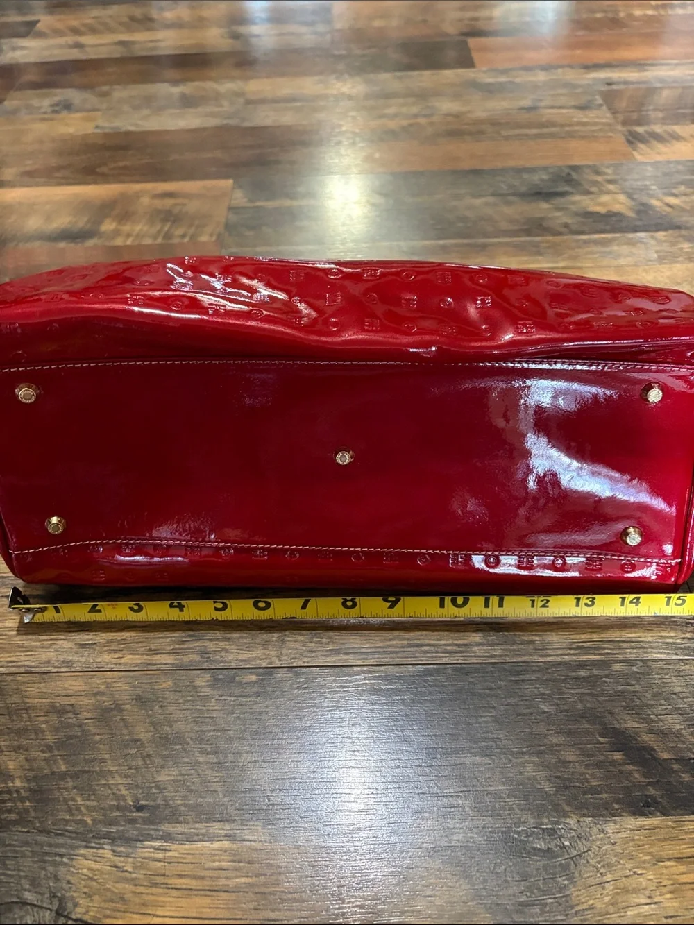 ARCADIA Italy Red Patent Leather Handbag Purse Tote Shoulder Bag‎ Embossed